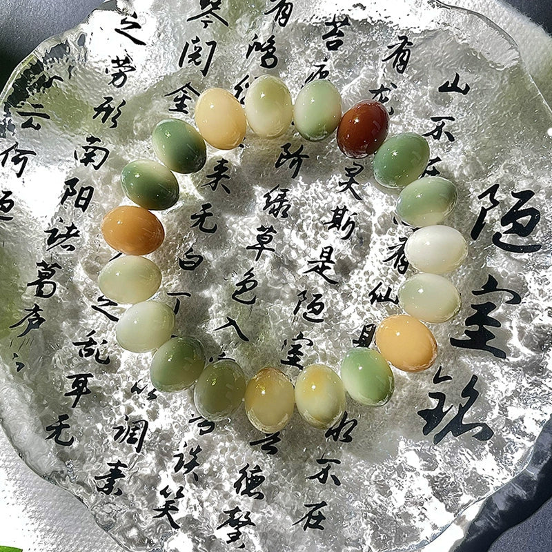 Bracelet de perles de prière Bodhi en jade de couleur naturelle, 14 mm