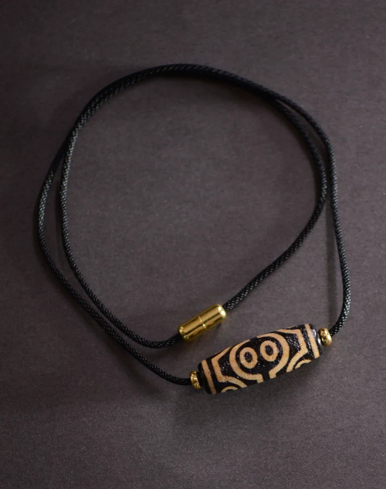 Tibetan Nine-Eyed Beads Pendant Unisex Dzi Beads Necklace