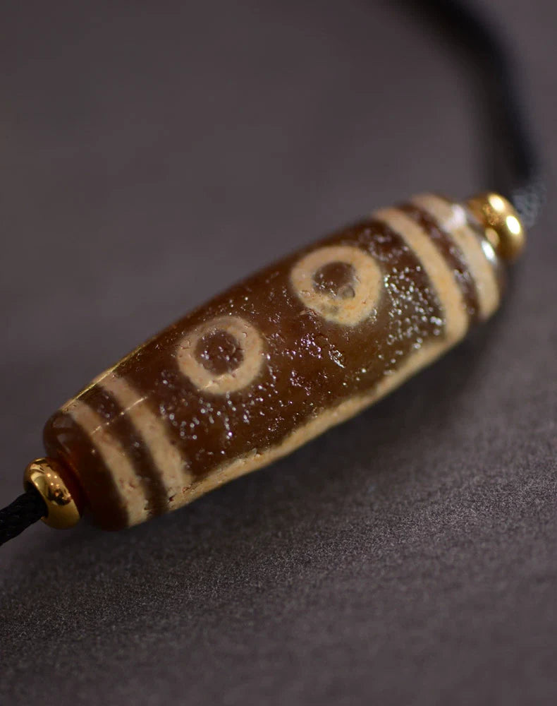 Tibetan Nine-Eyed Beads Pendant Unisex Dzi Beads Necklace