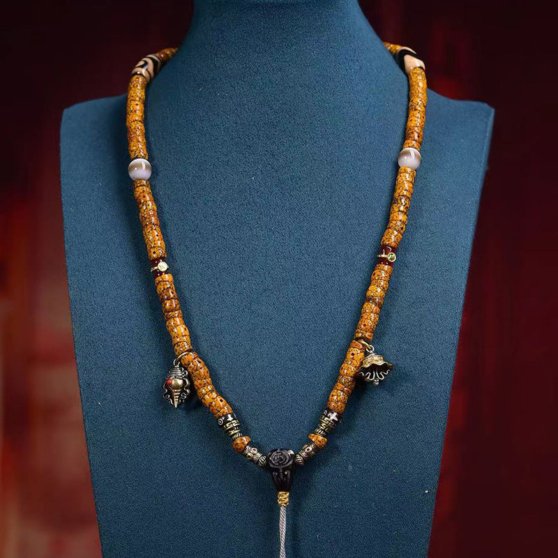 Natural Star and Moon Bodhi 108 Beads Mala Necklace – Stress Relief Design with Agate Dzi Bead Accessories