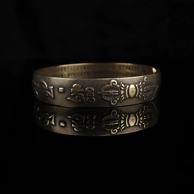 Tibetan Copper Bracelet Six-Syllable Mantra Vajra Pestle Bangle