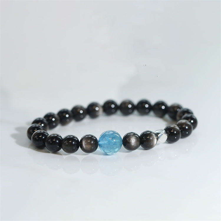 Bracelet simple en obsidienne argentée naturelle à faire soi-même