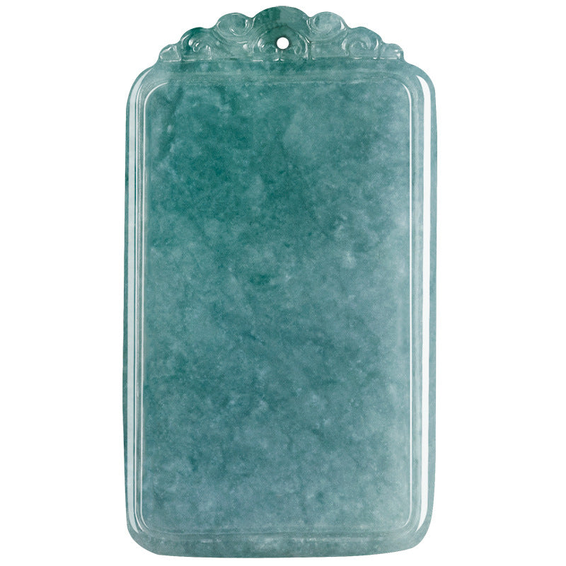 Pendentif Wu Shi en jadéite naturelle de qualité A, bleu d'eau – Prospérité et protection