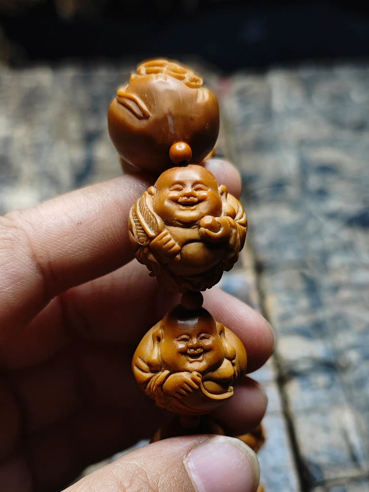 Buddha3bodhi Carved Raw Olive Pits Maitreya Buddha Bead Bracelet