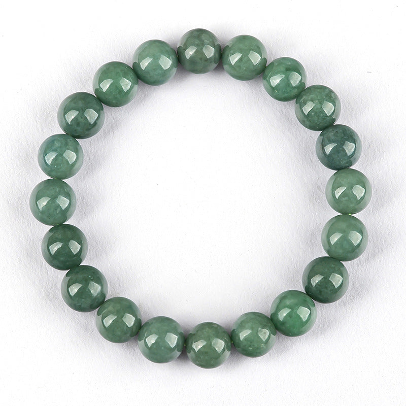 Bracelet en perles rondes en jadéite naturelle de qualité A, vert foncé – Élégant et intemporel