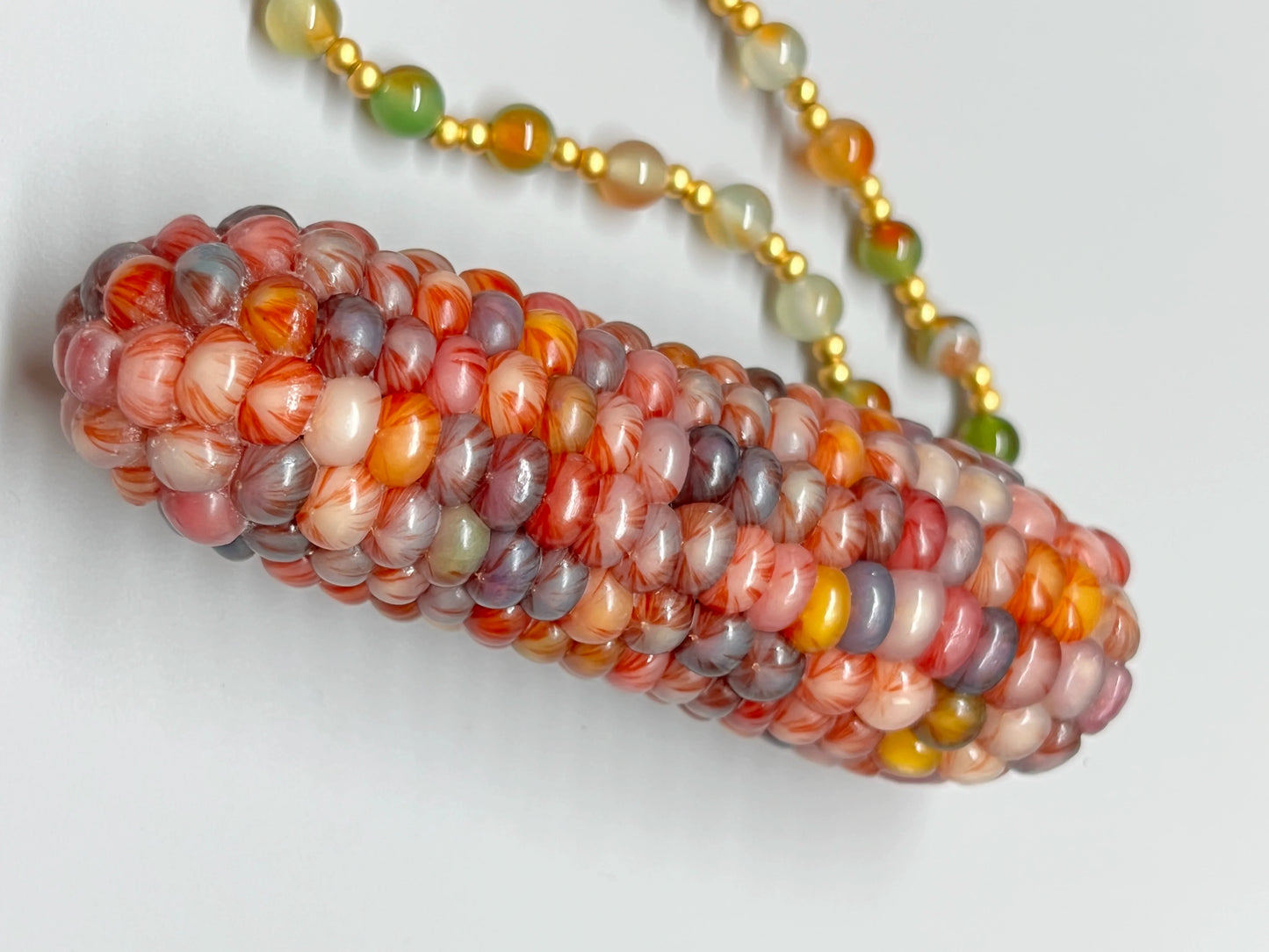 Colorful Gemstone Natural Corn Ornament with Veins