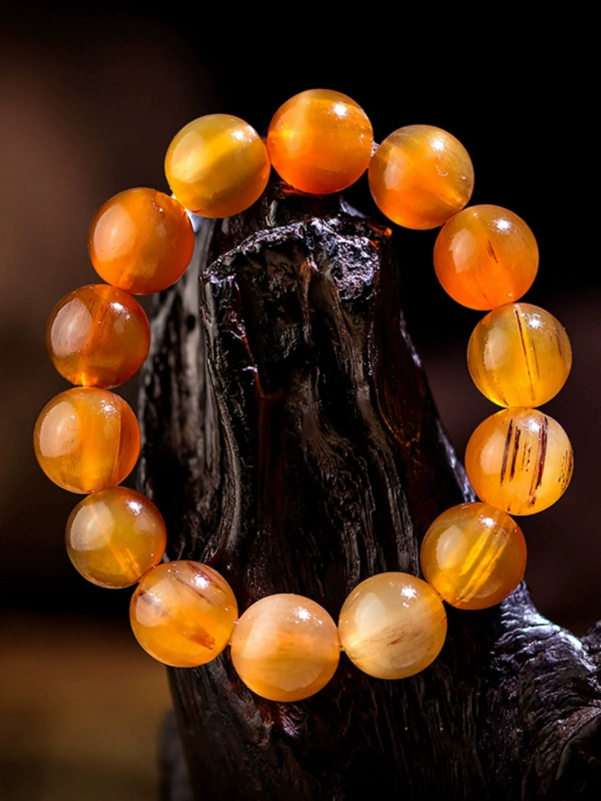 Tibetan Yak Horn Buddha Bead Bracelet 16-18mm