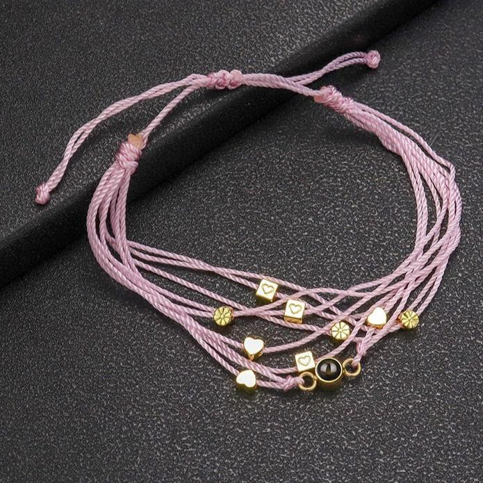 Personalized Braided Photo Bracelet With Multiple Strand