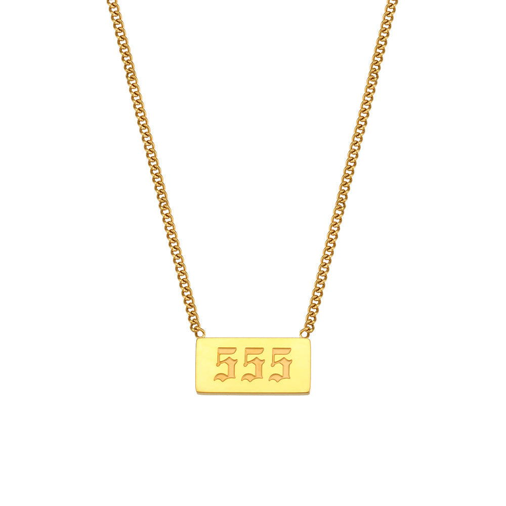 111-999 Angel Number Tag Necklace Stainless Steel Dainty Necklace