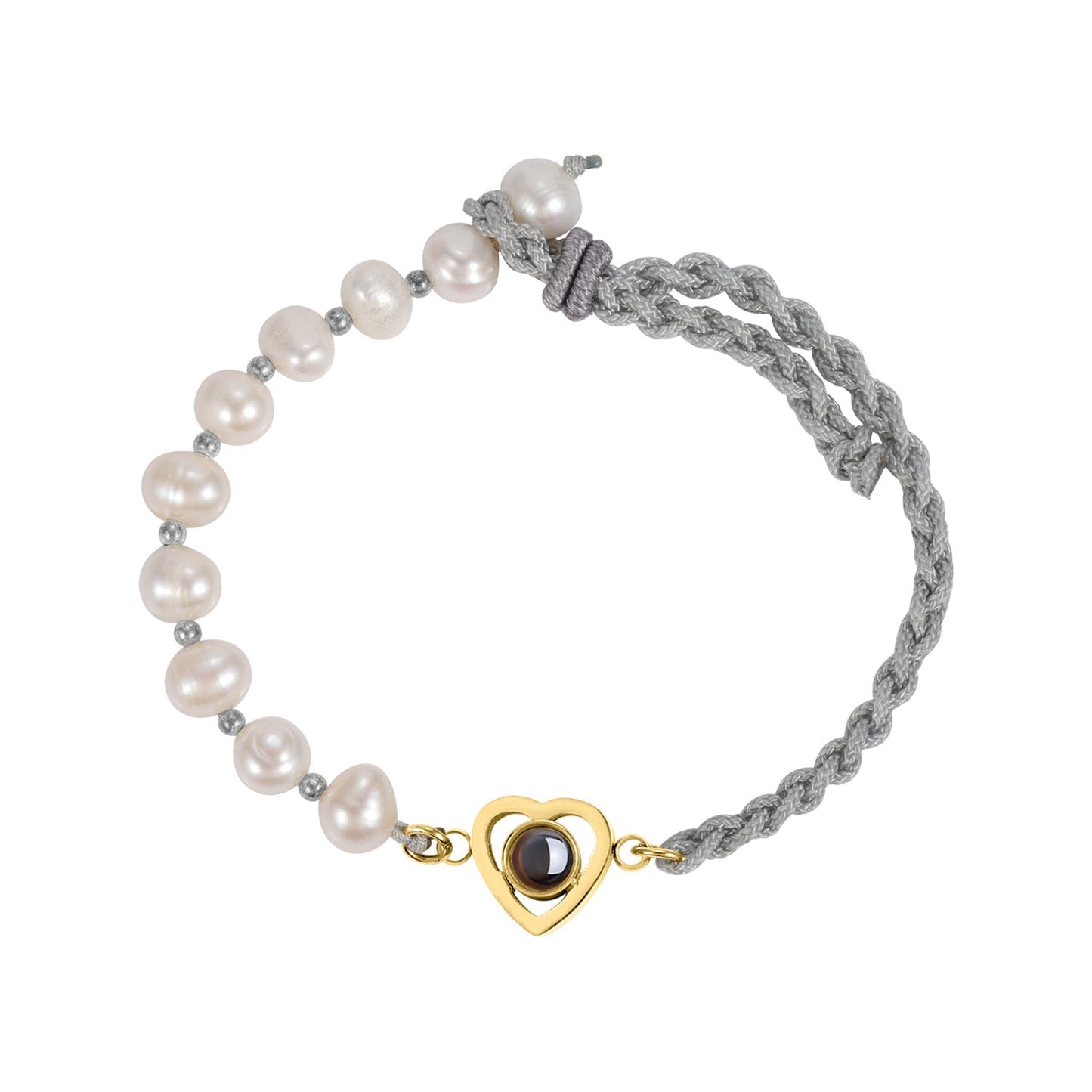 Personalized Pearl Woven Elegant Photo Bracelet