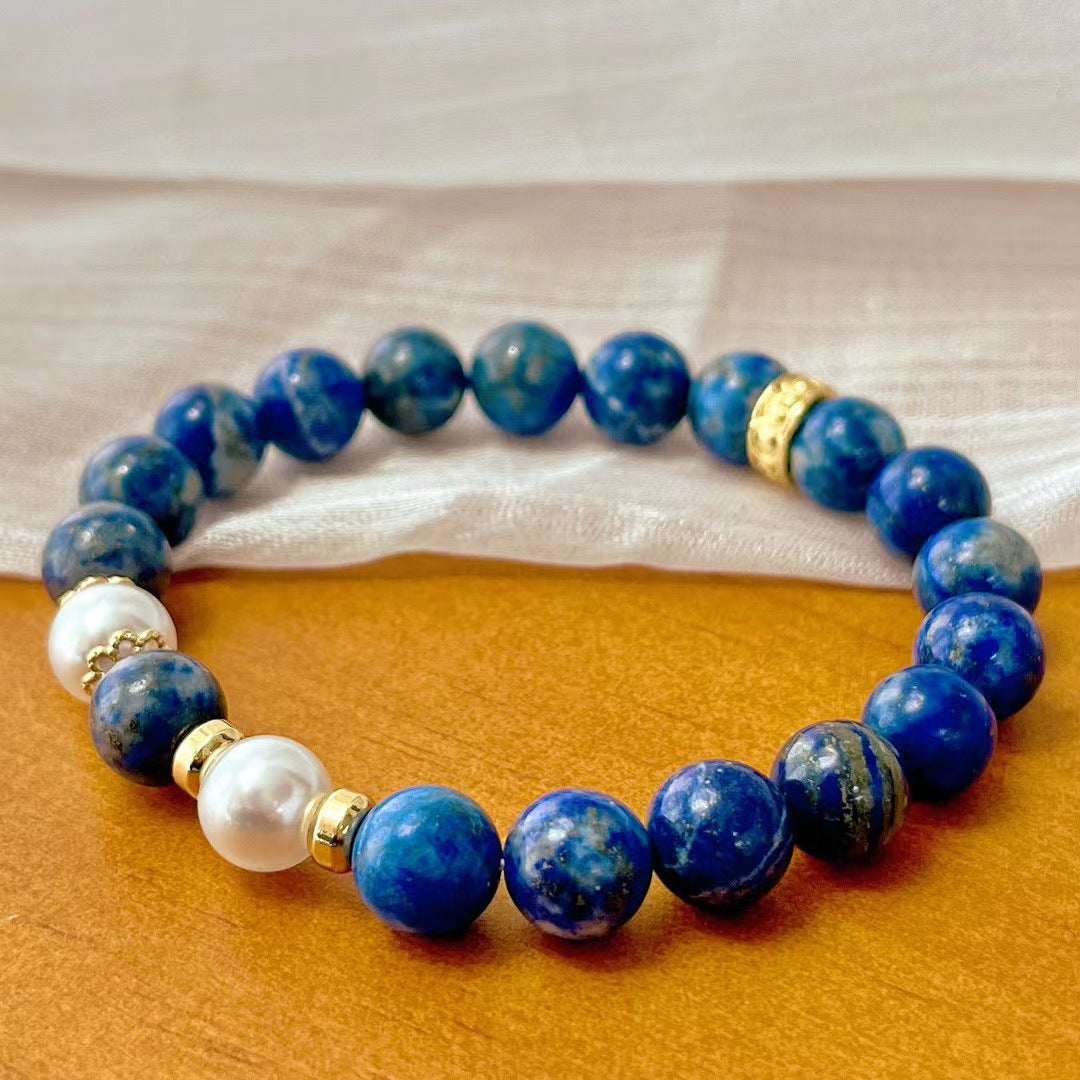 Retro Natürliches Lapislazuli-Armband Premium Handgemachtes Perlenarmband