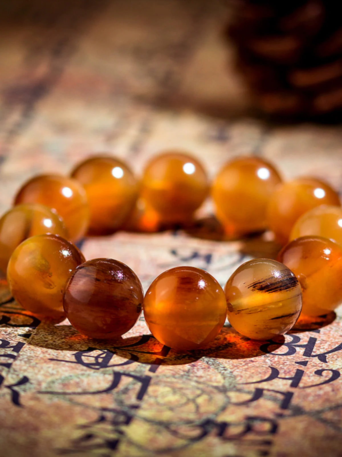 Tibetan Yak Horn Buddha Bead Bracelet 16-18mm