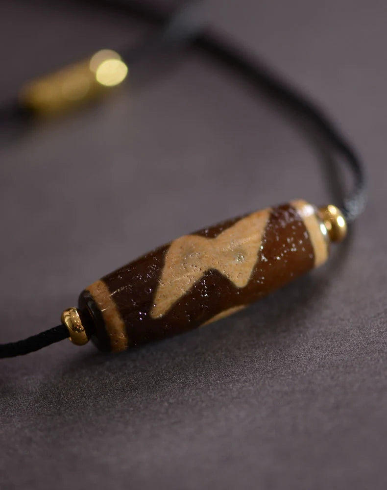 Tibetan Nine-Eyed Beads Pendant Unisex Dzi Beads Necklace