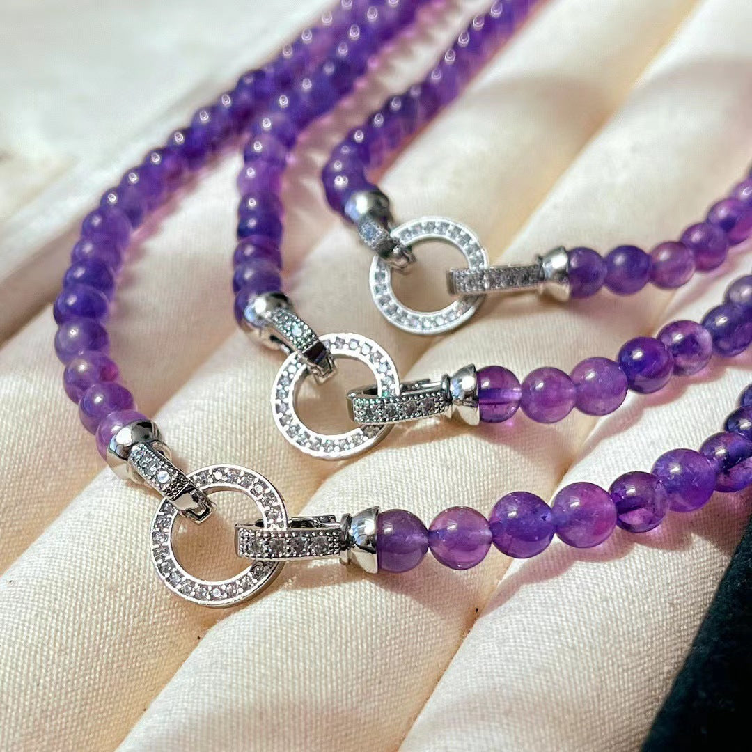 Natural Amethyst Necklace Handmade Beaded Pendant Exquisite Clavicle Chain Necklace