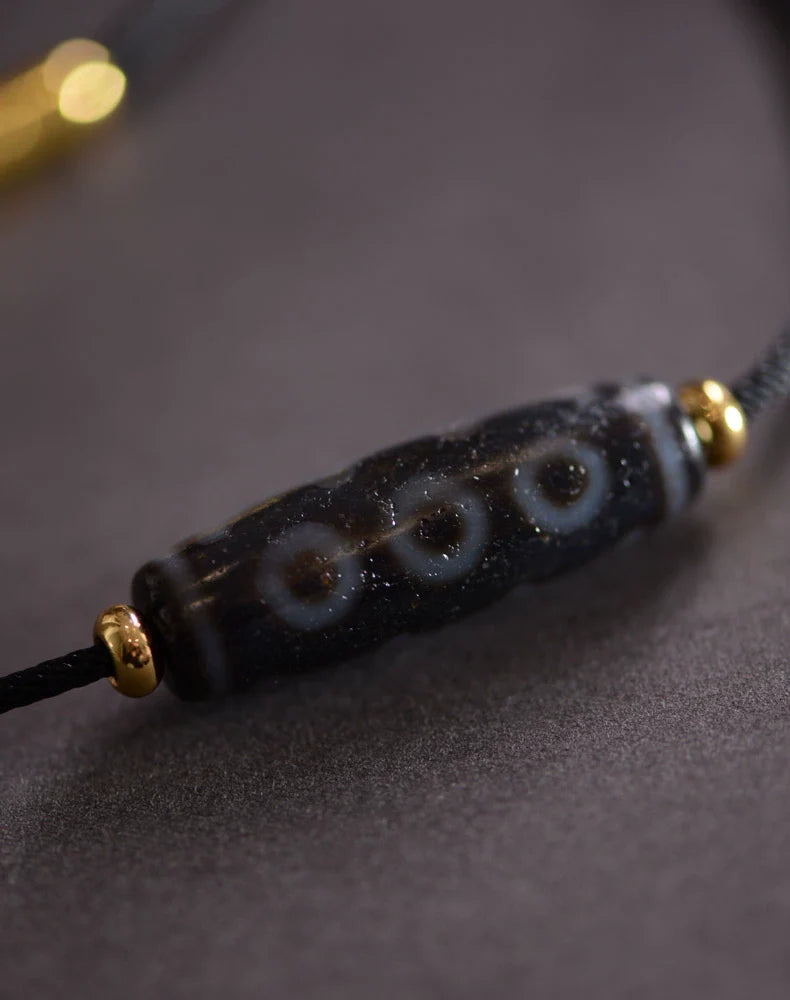 Tibetan Nine-Eyed Beads Pendant Unisex Dzi Beads Necklace