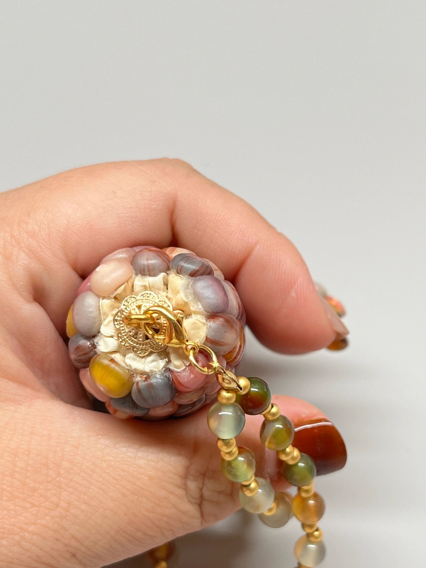 Colorful Gemstone Natural Corn Ornament with Veins
