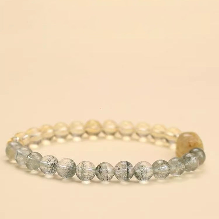 Natural Green Phantom Quartz and Citrine Pixiu Bracelet