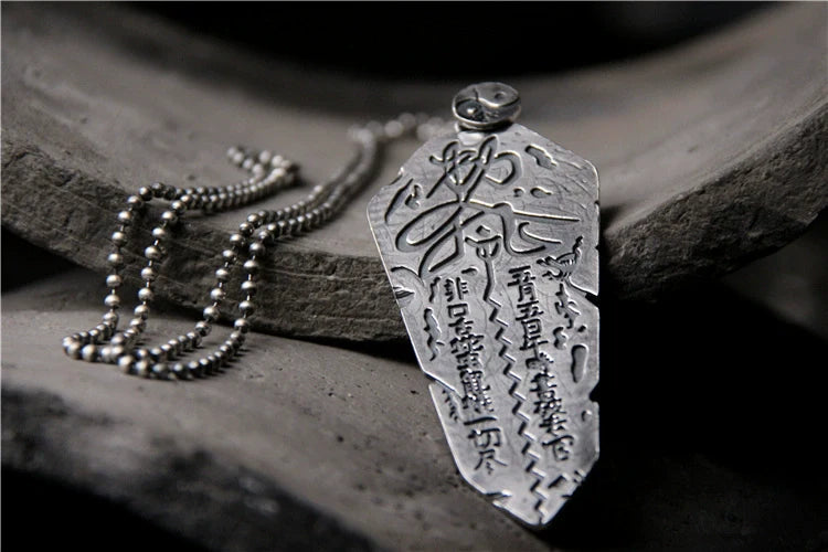 Pendentif en argent sterling S925 Edict Taiji Bagua, protection du corps, pendentif en plaque d'ordre Wulei