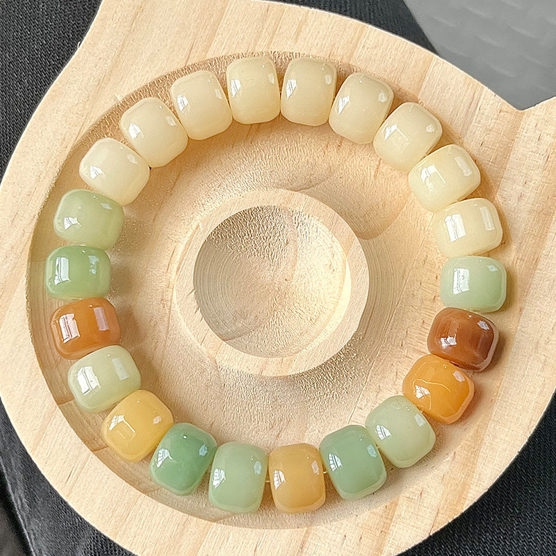 New Bodhi Bracelet with Burger-Shaped Beads (Multiple Colors Available)