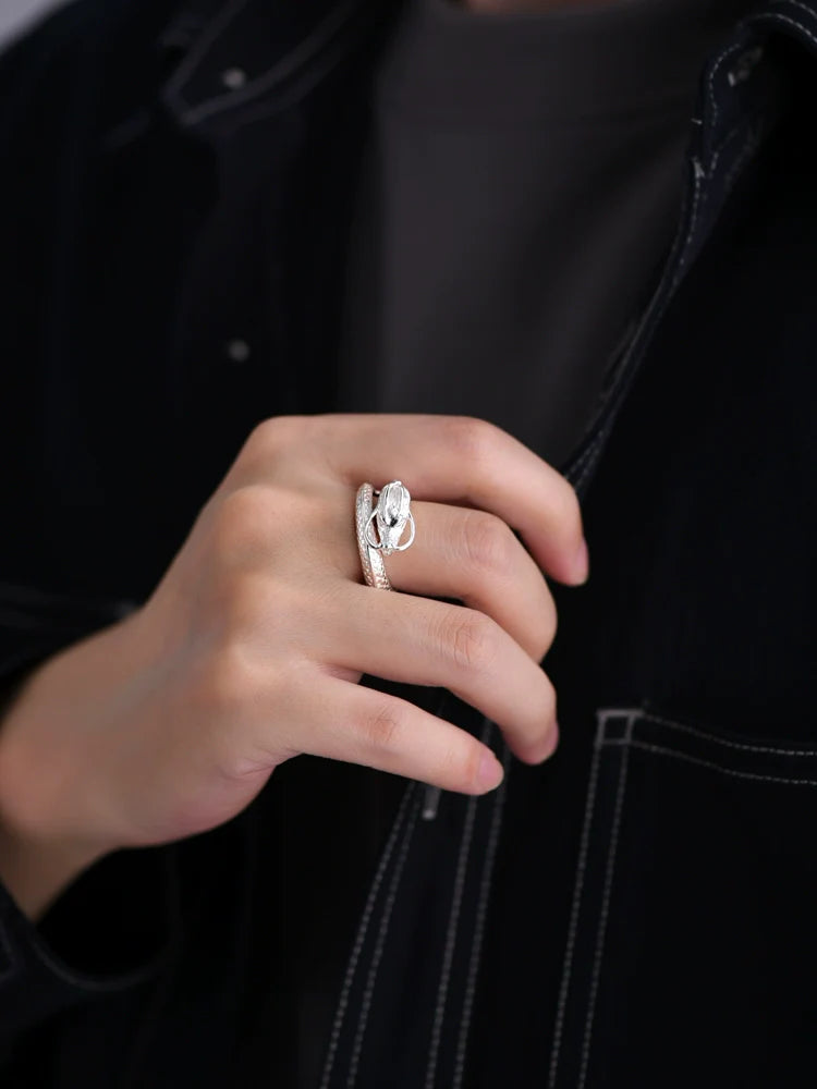 Pure Silver Zodiac Dragon Ring
