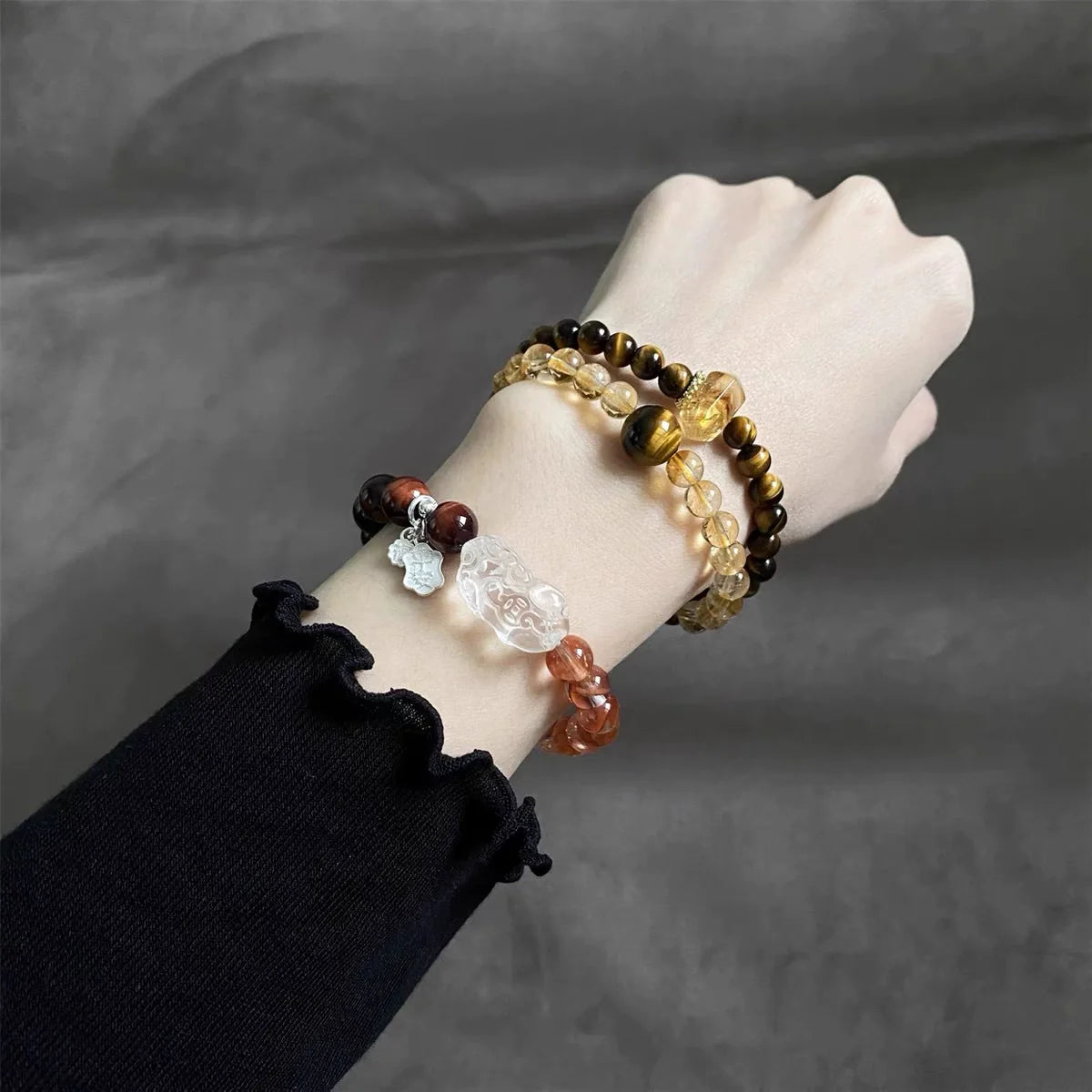 Citrine & Tiger Eye Multi-Layer Bracelet