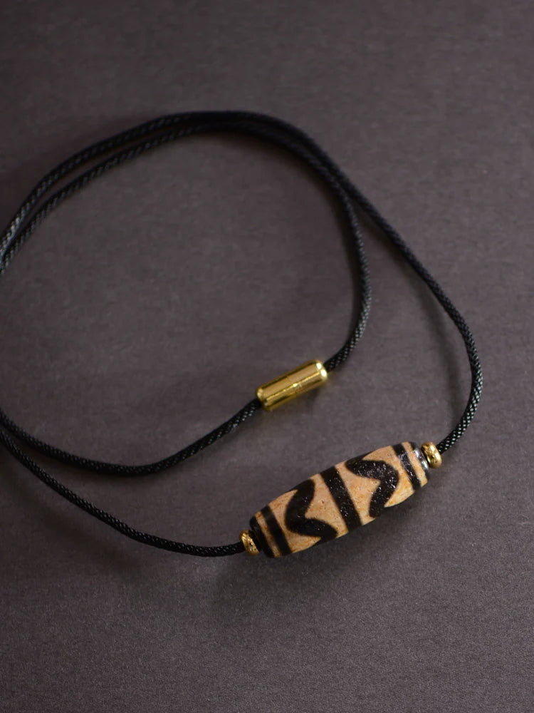 Tibetan Nine-Eyed Beads Pendant Unisex Dzi Beads Necklace