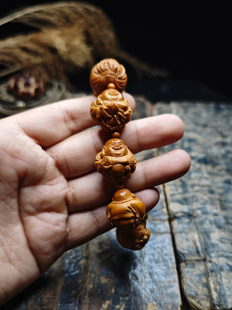 Bracelet Bouddha Maitreya en perles de noyaux d'olives brutes sculptées Buddha3bodhi