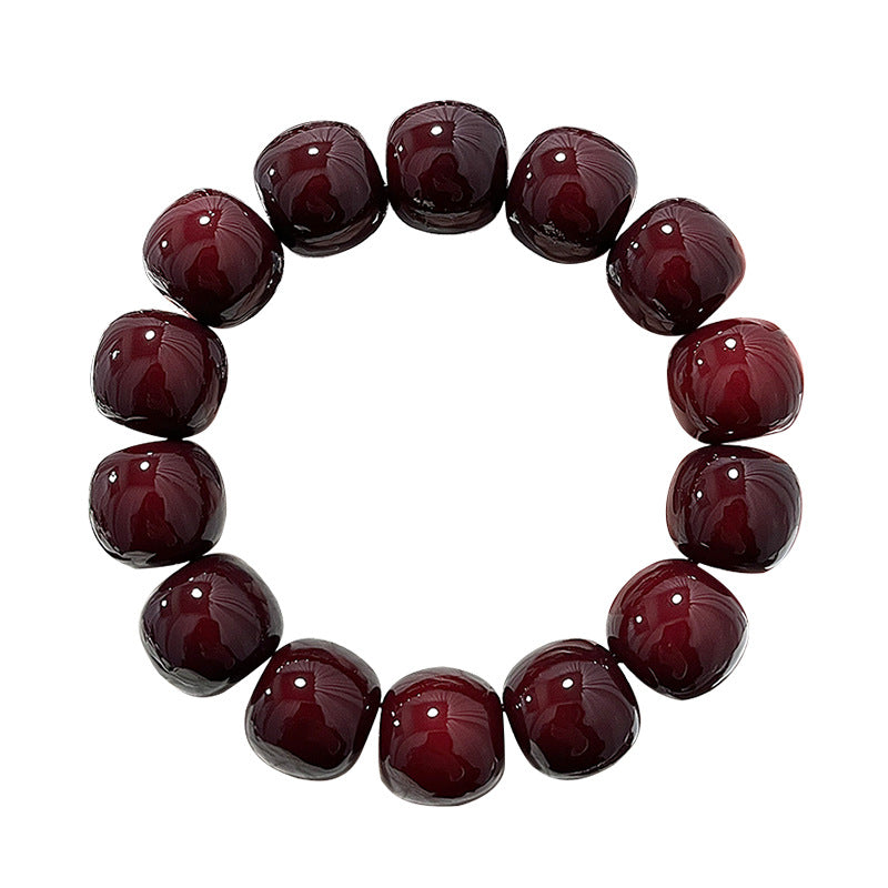 Cherry-colored Large Bodhi Seed Bracelet