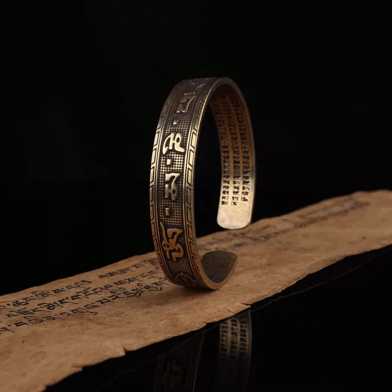 Tibetan Copper Bracelet Six-Syllable Mantra Vajra Pestle Bangle