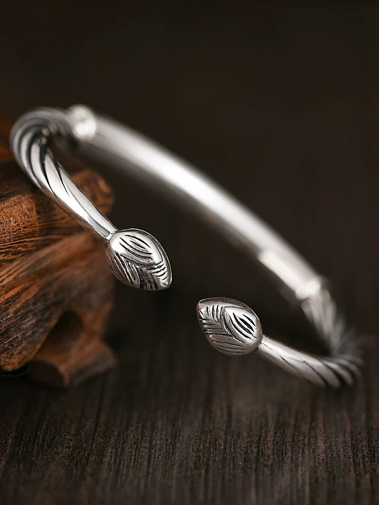 Tibetan Bracelet Pure Silver Heart Sutra Bracelet for Inner Peace