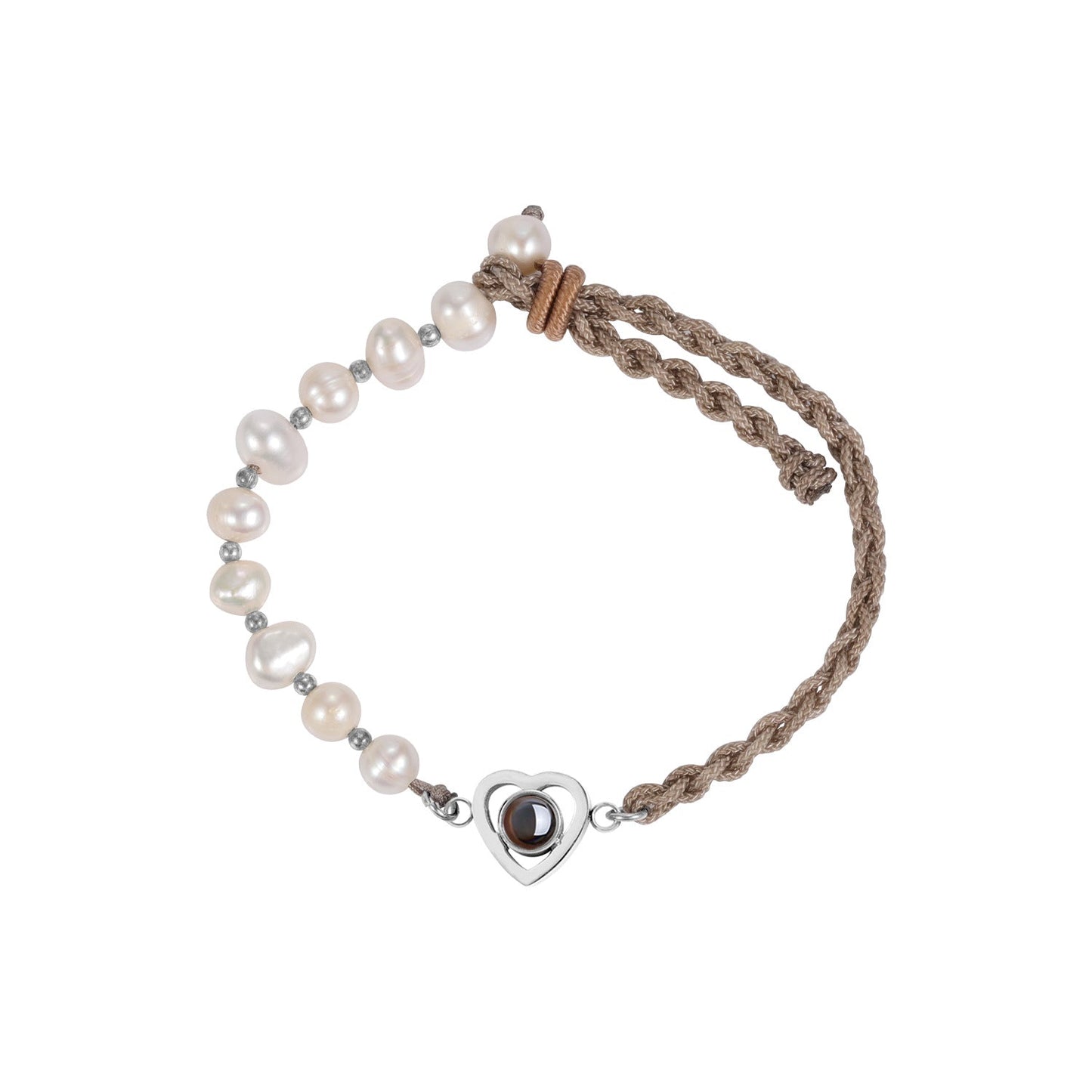 Personalized Pearl Woven Elegant Photo Bracelet