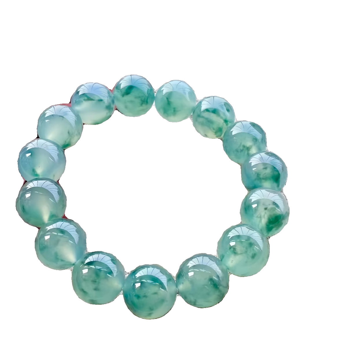 Bracelet en jade flottant vert glacé naturel de Birmanie