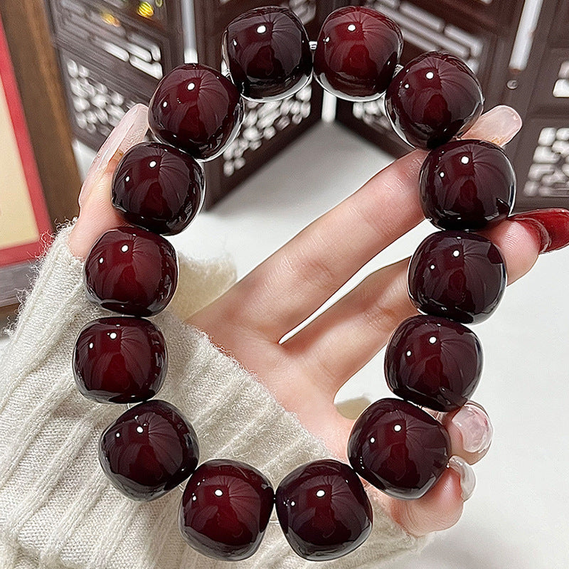 Cherry-colored Large Bodhi Seed Bracelet