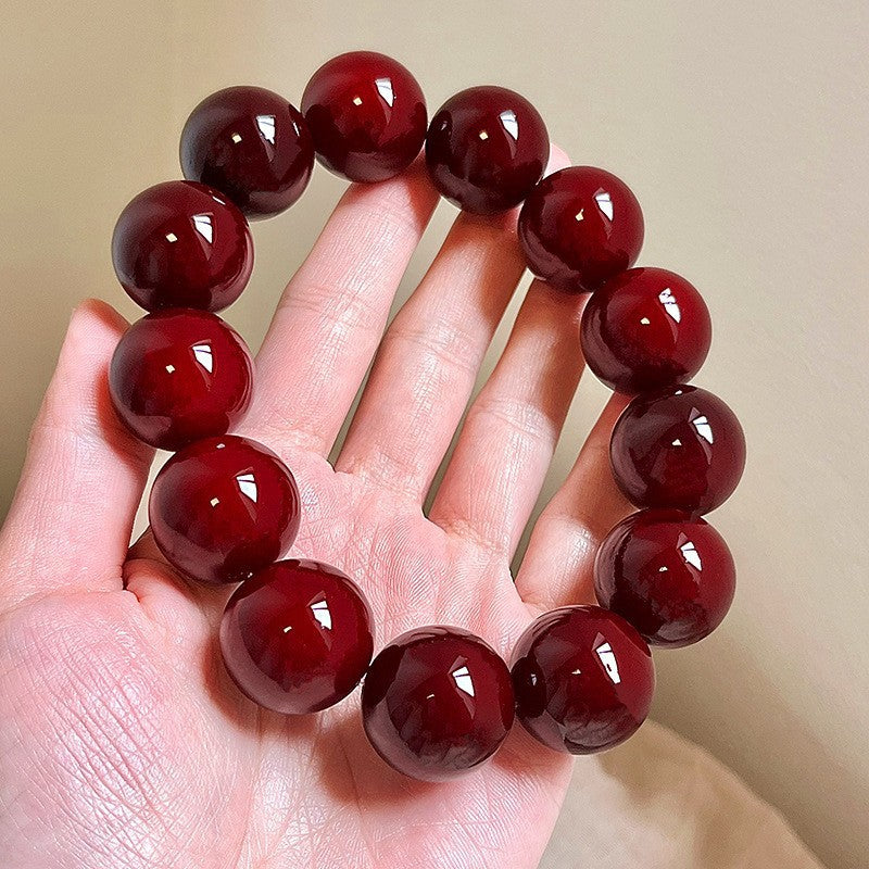 Cherry-colored Large Bodhi Seed Bracelet