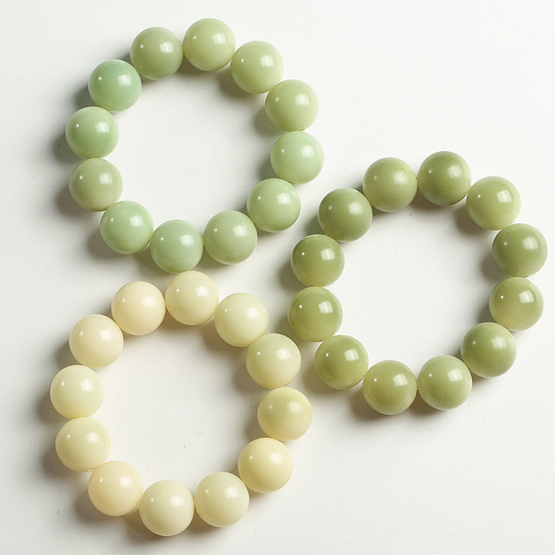 Bracelet de perles rondes Bodhi en jade vert naturel et perles de Bouddha Bodhi