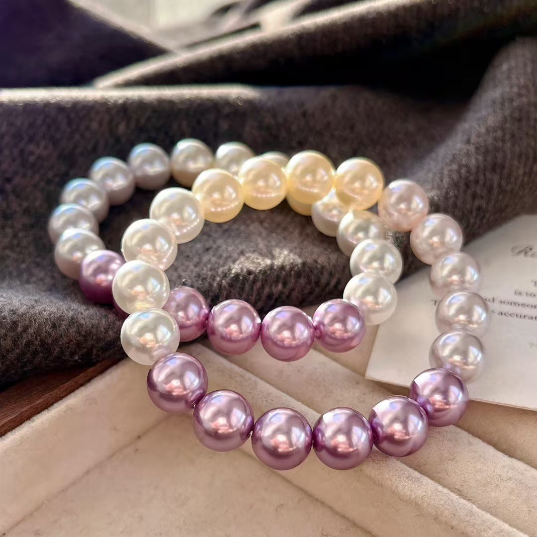 Bracelet en perles de cristal artificielles de haute qualité de 10 mm, bracelet de couleur dégradée