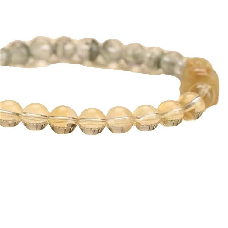 Bracelet Pixiu en quartz fantôme vert naturel et citrine