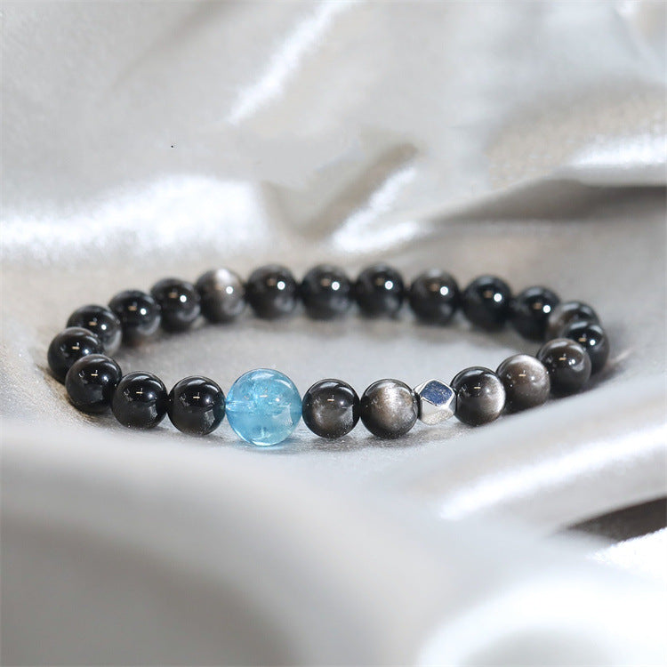 Natural Silver Obsidian DIY Design Simple Bracelet