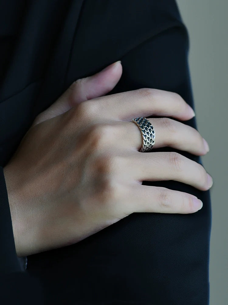 Vintage 925 Silver Dragon Scale Ring