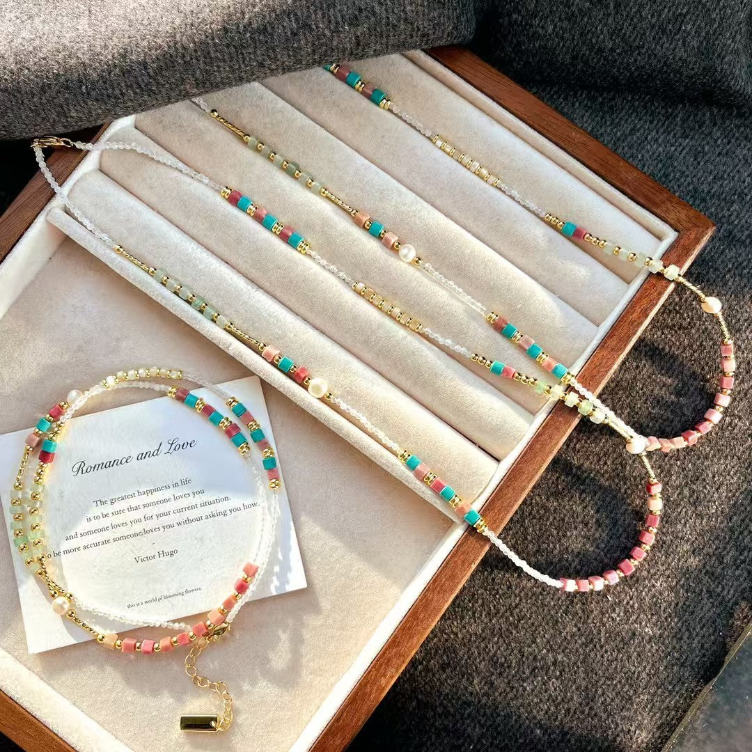 Natural Moonstone Necklace Ladies Clavicle Chain Necklace