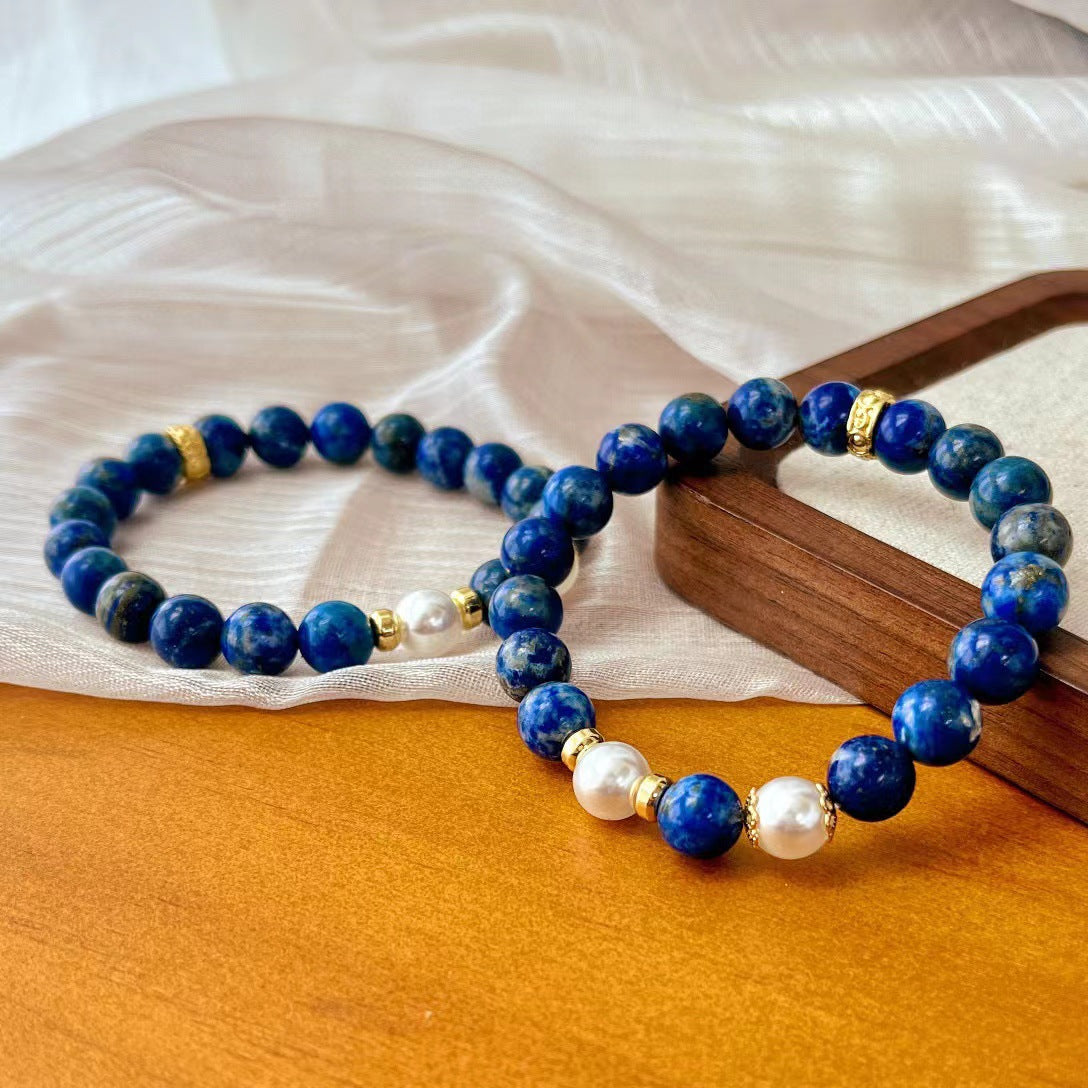 Retro Natürliches Lapislazuli-Armband Premium Handgemachtes Perlenarmband
