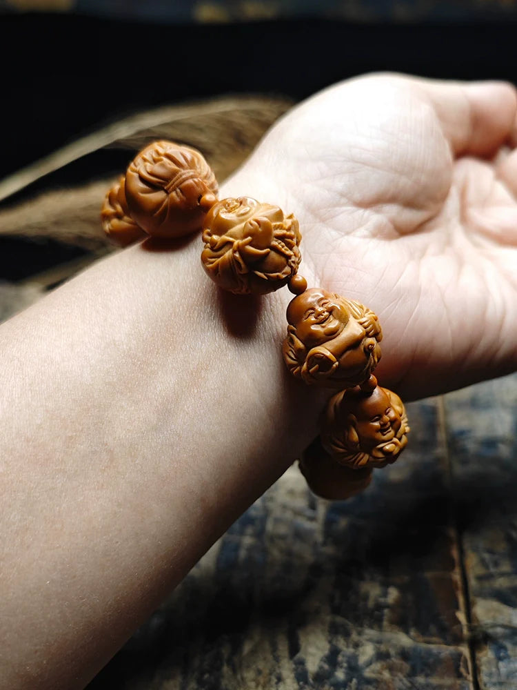 Buddha3bodhi Carved Raw Olive Pits Maitreya Buddha Bead Bracelet