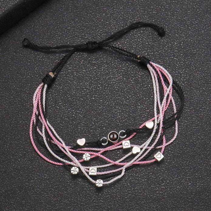 Personalized Braided Photo Bracelet With Multiple Strand