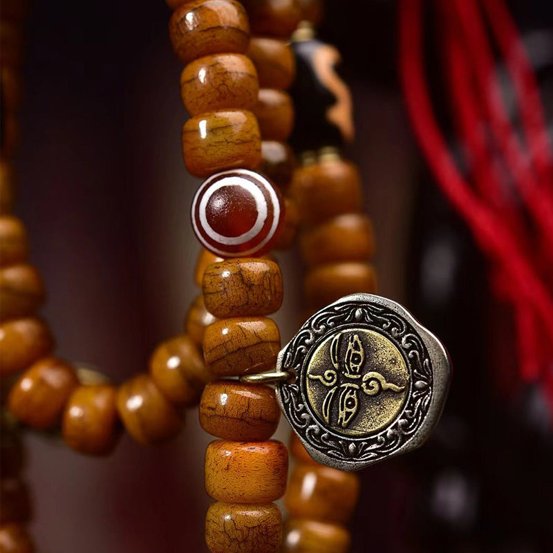 Tibetan Camel Bone 108 Mala Beads – Handcrafted Prayer Necklace