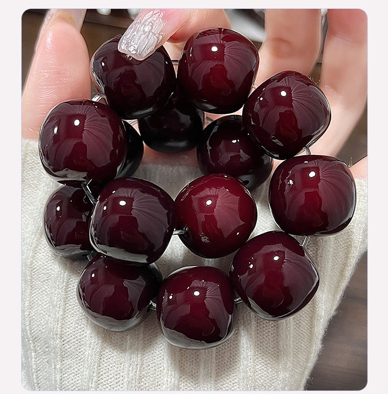 Cherry-colored Large Bodhi Seed Bracelet
