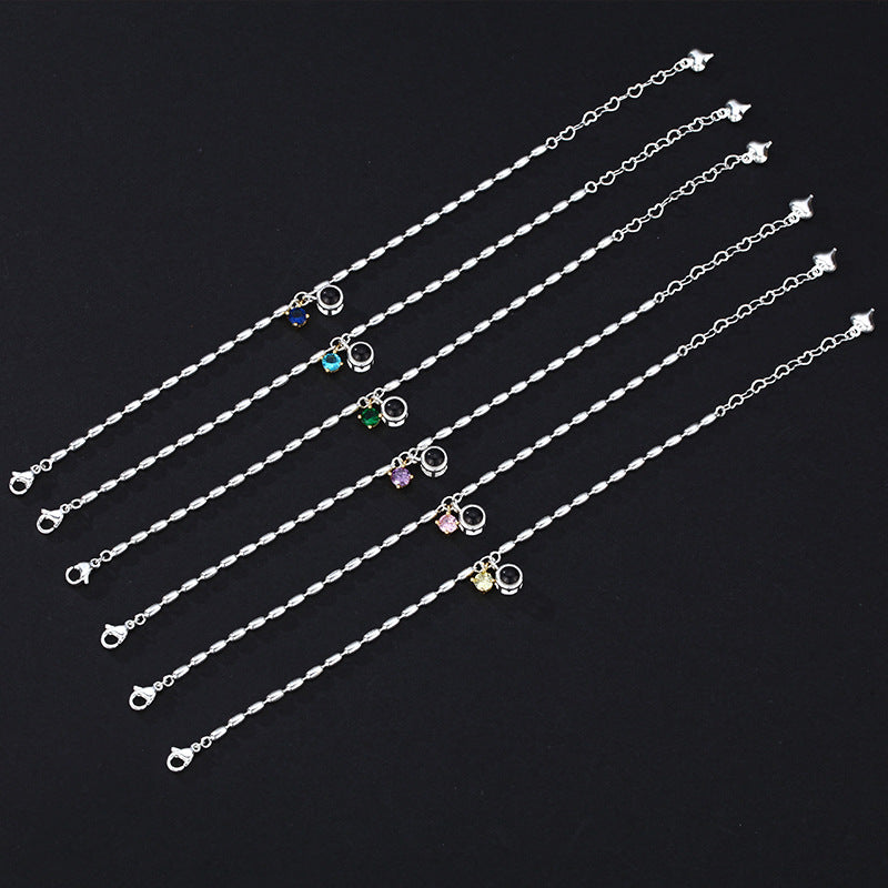 Bracelet ovale personnalisé avec initiale et pierre de naissance