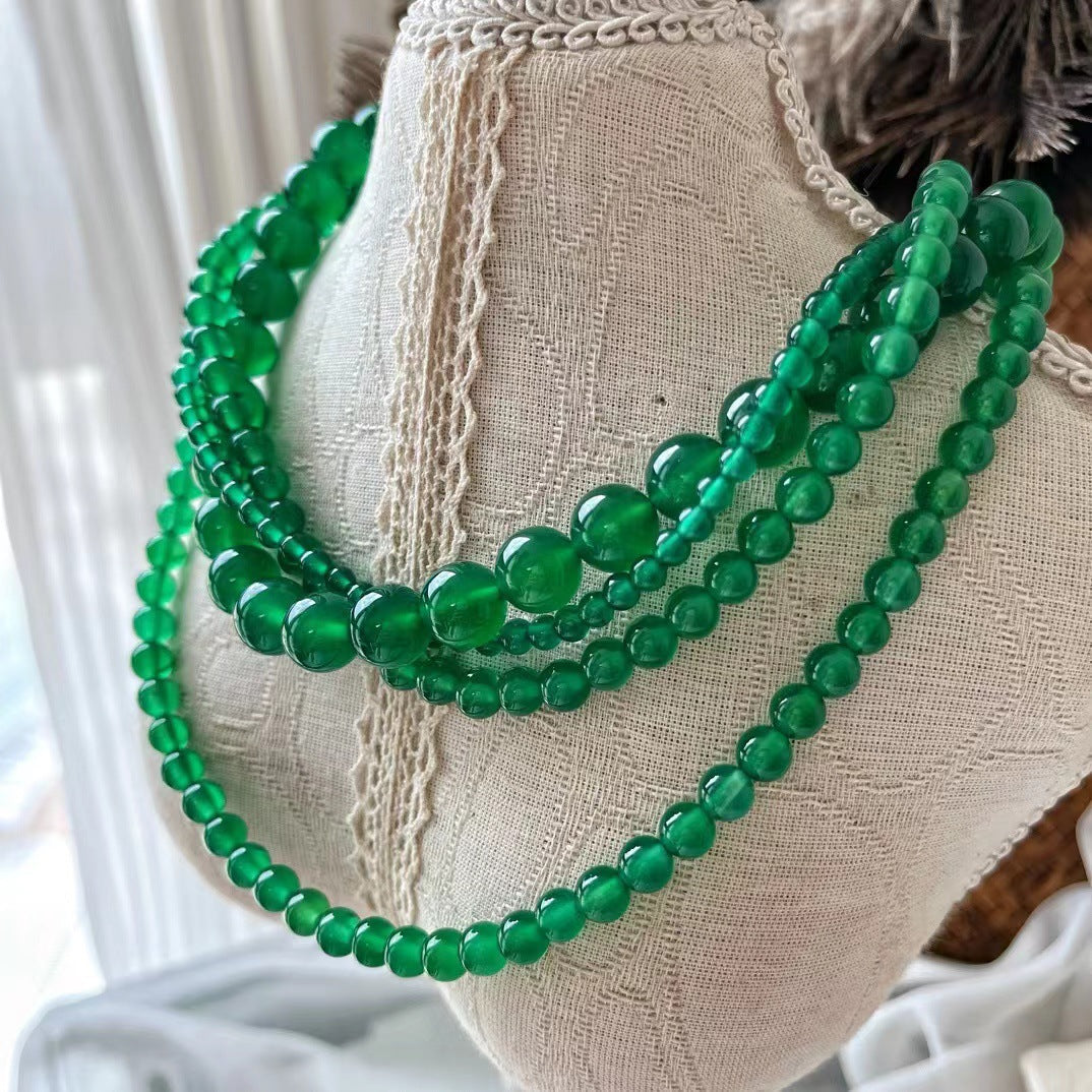 Collier en chrysoprase Natural Boutique, chaîne de clavicule rétro pour femme