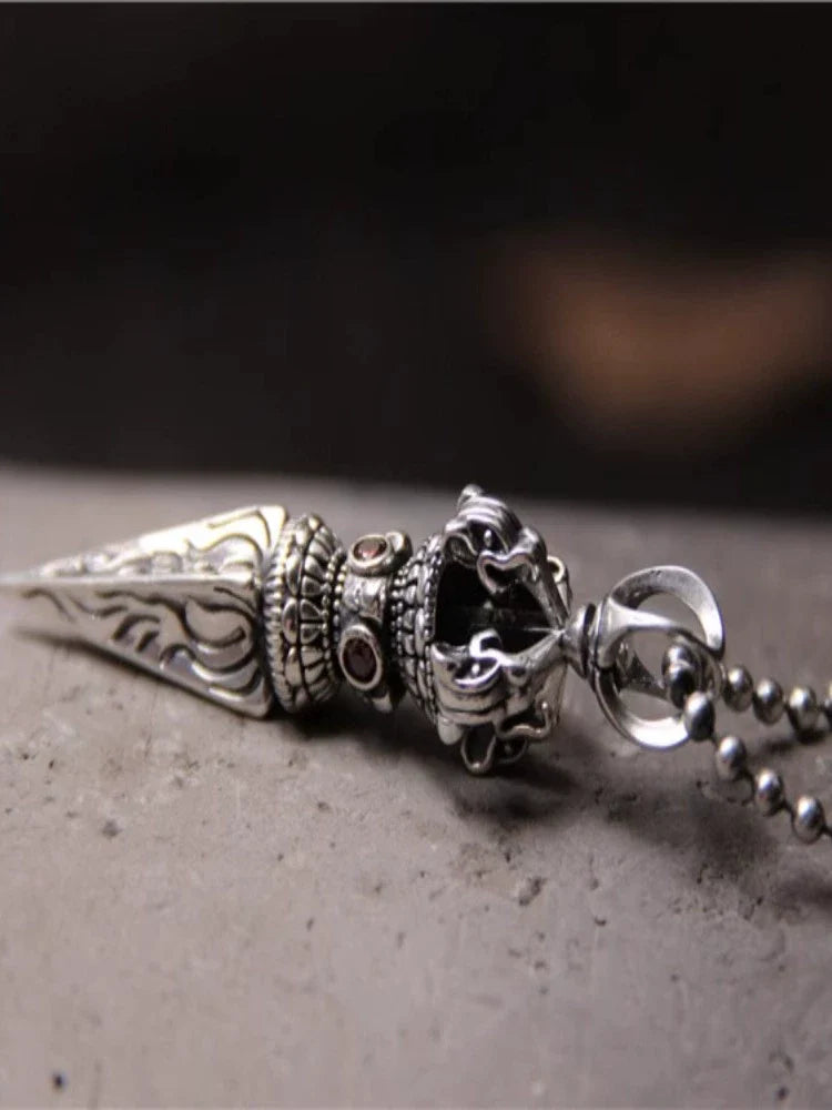 S925 Sterling Silver Body Protector Vajra Pestle Pendant