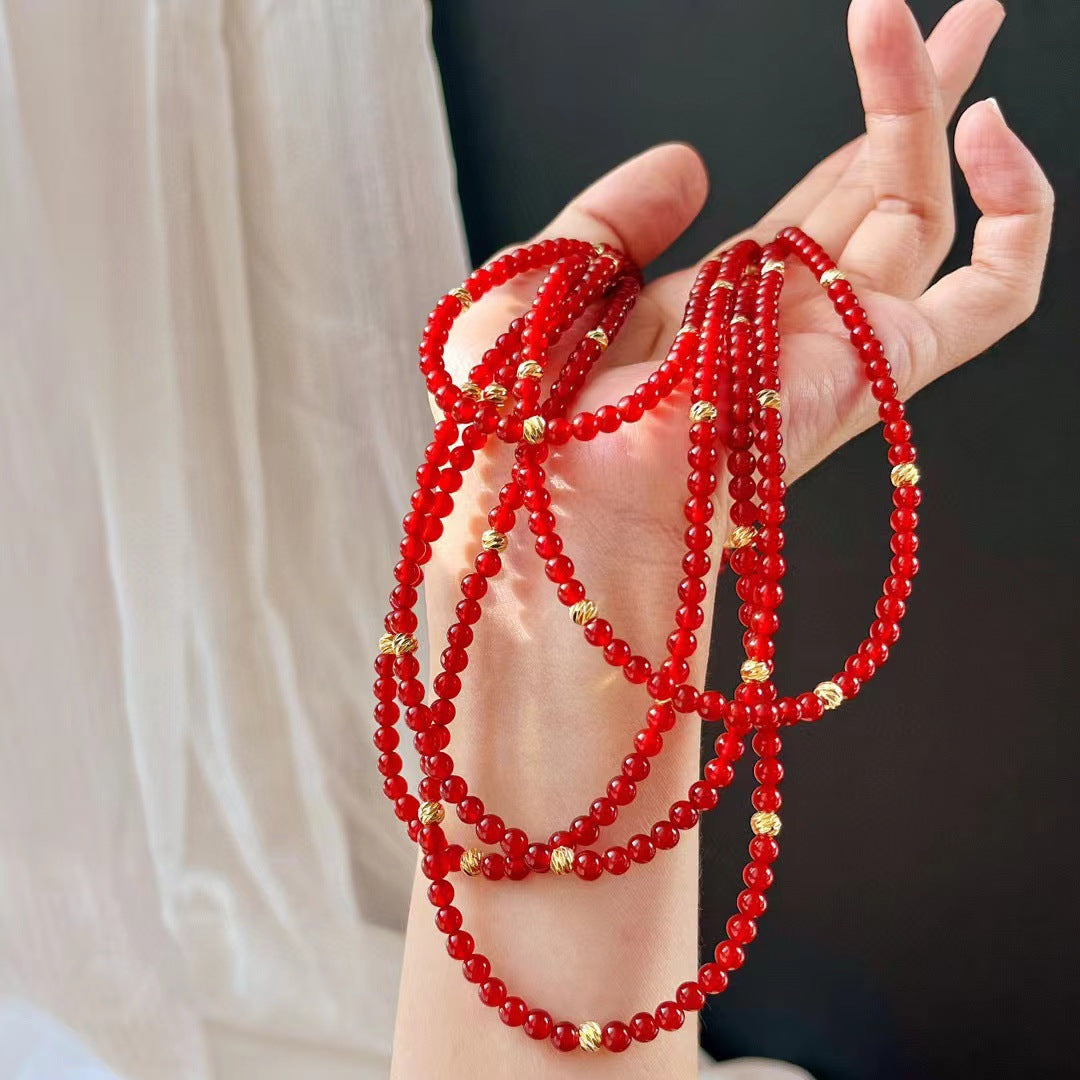 Pigeon Blood Natural Red Chalcedony Necklace Clavicle Chain Necklace