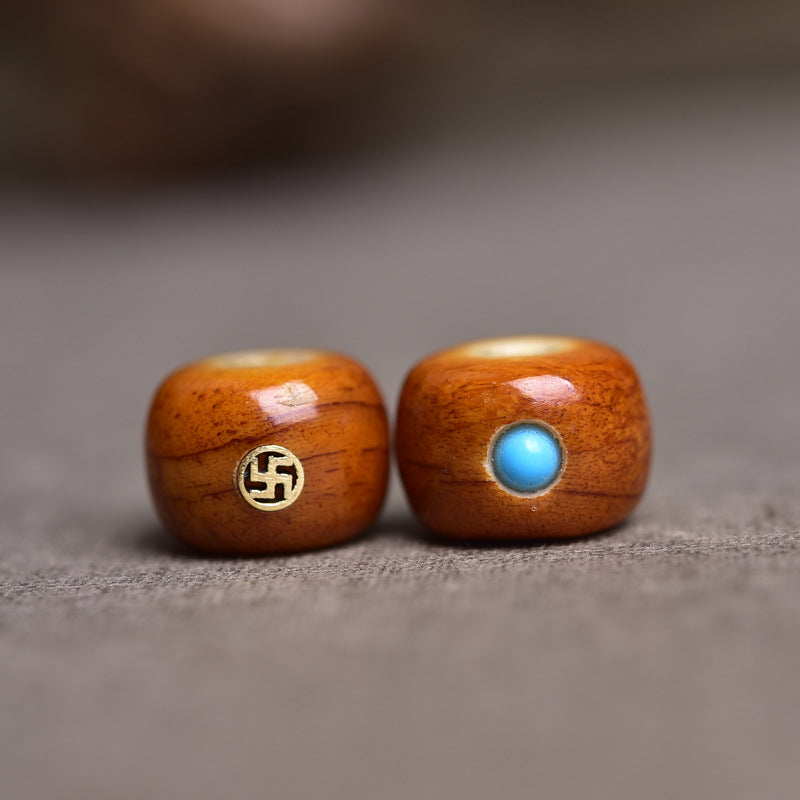 Natural Tibetan Area Return Old Material Camel Bone Loose Beads Inlaid with Swastika Waist Beads Top Beads Wenwan Buddha Beads Bracelet Accessories